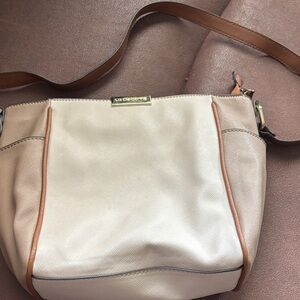 Liz Claiborne Cream and Tan Trim Crossbody Shoulder Bag